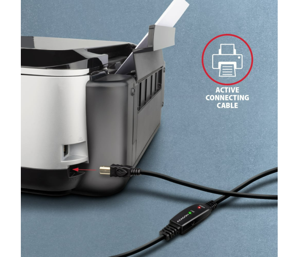 AXAGON ADR-210B USB 2.0 A-M -> B-M Aktywny kabel połączeniowy/wzmacniacz 10m - 1485413 - zdjęcie 6